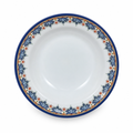 144 Pieces Melamine Dinner Plate, Round 6 Inch, White With Decorative Multicolor Rim
