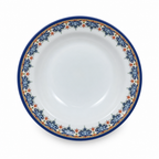 144 Pieces Melamine Dinner Plate, Round 6 Inch, White With Decorative Multicolor Rim