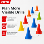 96 Pieces Plastic Training Cones, 23 cm, Multicolor, 10-Piece Pack for Sports Drills and Agility Practice