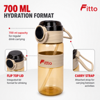 96 Pieces Printed Reusable Water Bottle with Flip Top Lid and Carry Strap, 700 ml, 1 Piece