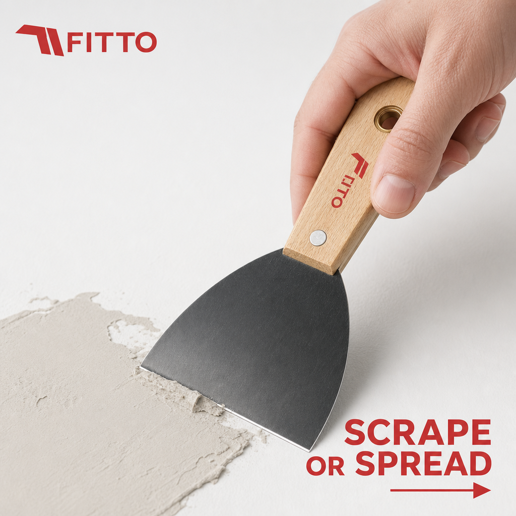 120 Pieces 4 Inch Putty Knife Paint Scraper with Wooden Handle, Natural Wood and Black, 1 Piece