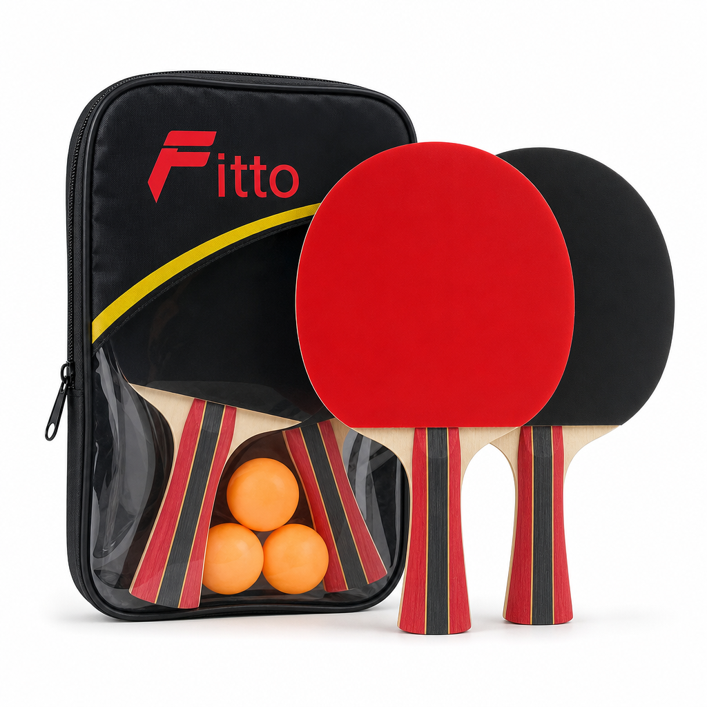 96 Pieces Table Tennis Racket Set with Balls, Red and Black