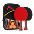 96 Pieces Table Tennis Racket Set with Balls, Red and Black