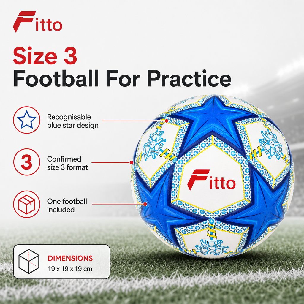 60 Pieces Size 3 Football, Blue Star Design, Single Ball for Training and Outdoor Play