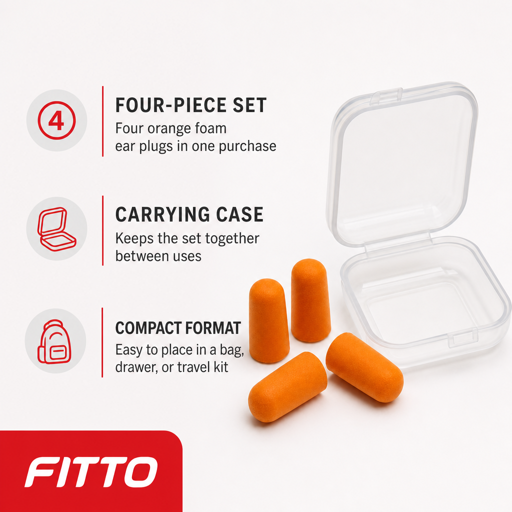 144 Pieces Orange Foam Ear Plugses with Carrying Case, 4 Pieces