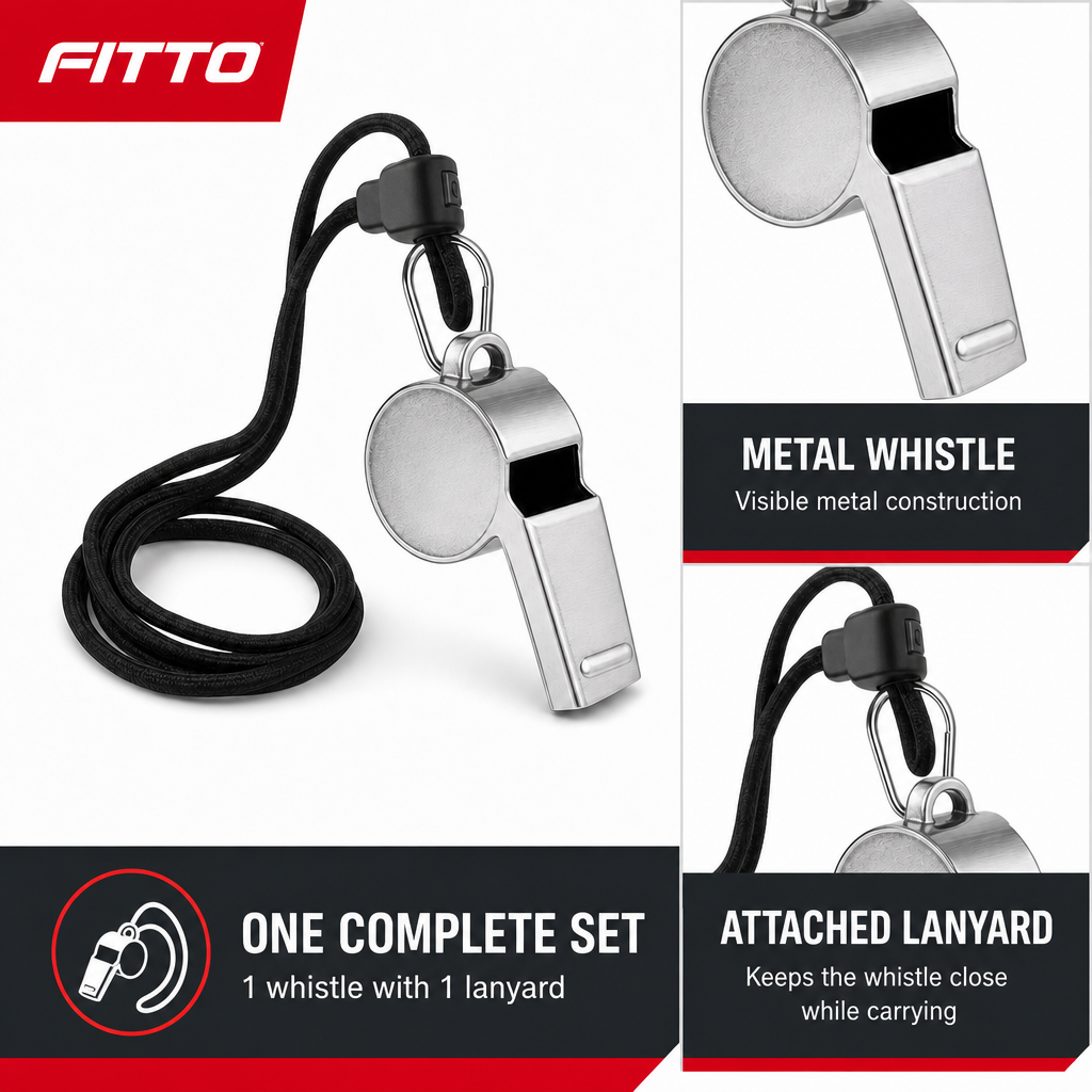 96 Pieces Metal Whistle with Lanyard, Silver and Black Sports Training Accessory