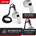 96 Pieces Metal Whistle with Lanyard, Silver and Black Sports Training Accessory