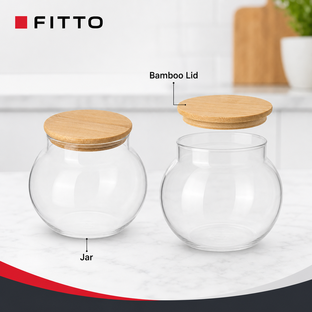 96 Pieces Round Clear Glass Storage Jar with Bamboo Lid, Medium