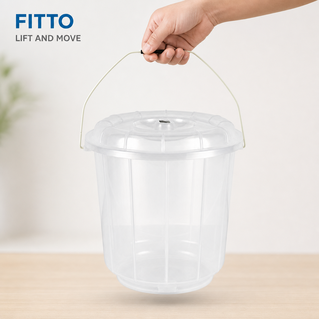 120 Pieces Transparent Plastic Bucket with Lid and Carry Handle, 3 Litre Household Pail