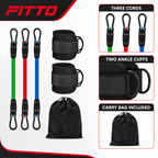 72 Pieces Ankle Resistance Cord Exercise Set, 3 Cords with Ankle Cuffs and Carry Bag