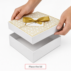 96 Pieces White Square Chocolate Box with Ribbon, 21.5 x 21.5 x 4.5 cm, 1 Piece