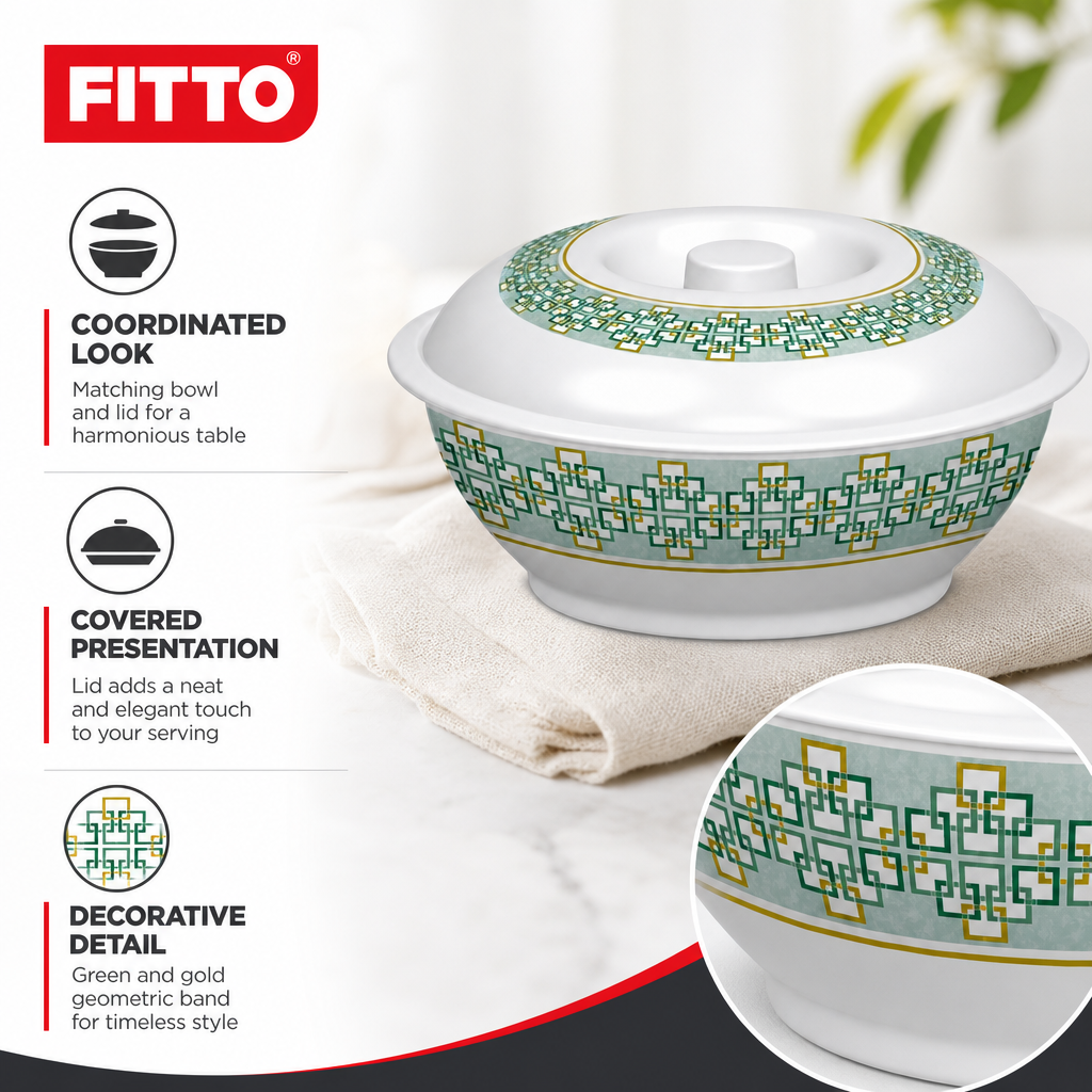 96 Pieces Lidded Serving Bowl, 9 Inch, White Decorative Tablewares, Design 2540