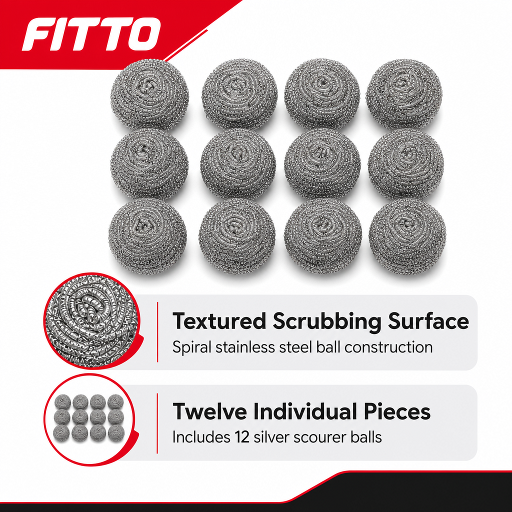 96 Pieces Stainless Steel Scourer Cleaning Balls, 12 Pieces, Silver Kitchen Scrubbing Balls
