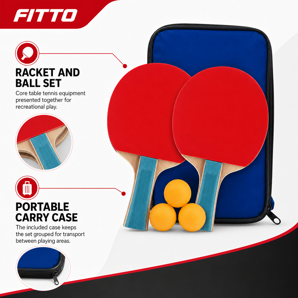 96 Pieces Table Tennis Racket Set with Balls, Portable Carry Case, Multicolor Sports Equipments
