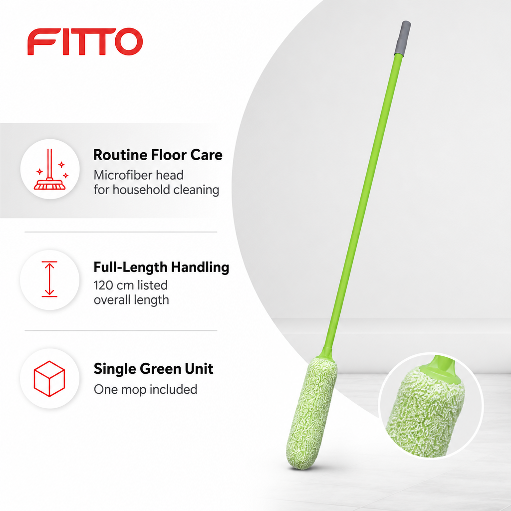 96 Pieces Microfiber Mop with Painted Iron Handle, Green, 120 cm