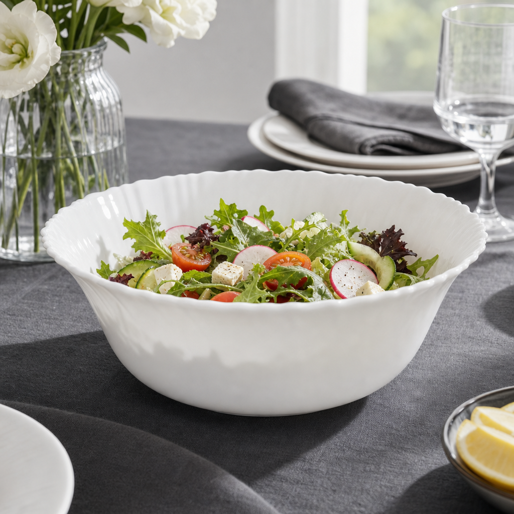 96 Pieces Opal Glass Serving Bowl, 8 Inch, White Round Tablewares for Salads, Fruit and Shared Dishes