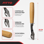 144 Pieces Shrimp Deveining Knife with Wooden Handle and Serrated Cleaning Tip, 28 cm