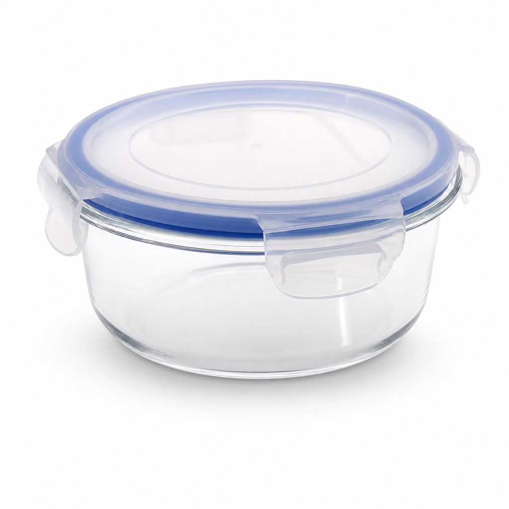 96 Pieces Round Glass Food Container with PP Locking Lid, 1300 ml