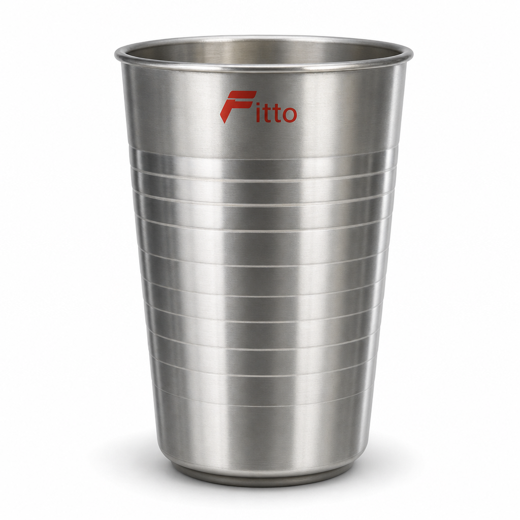240 Pieces Silver Ribbed Stainless Steel Drinking Tumbler, 1 Piece, 11 x 8 x 8 cm