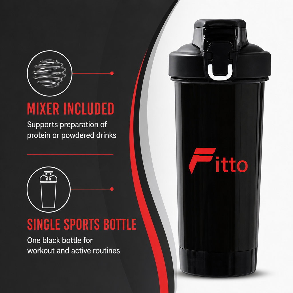96 Pieces Protein Shaker Bottle With Mixer, Black, 24 cm Sports Bottle