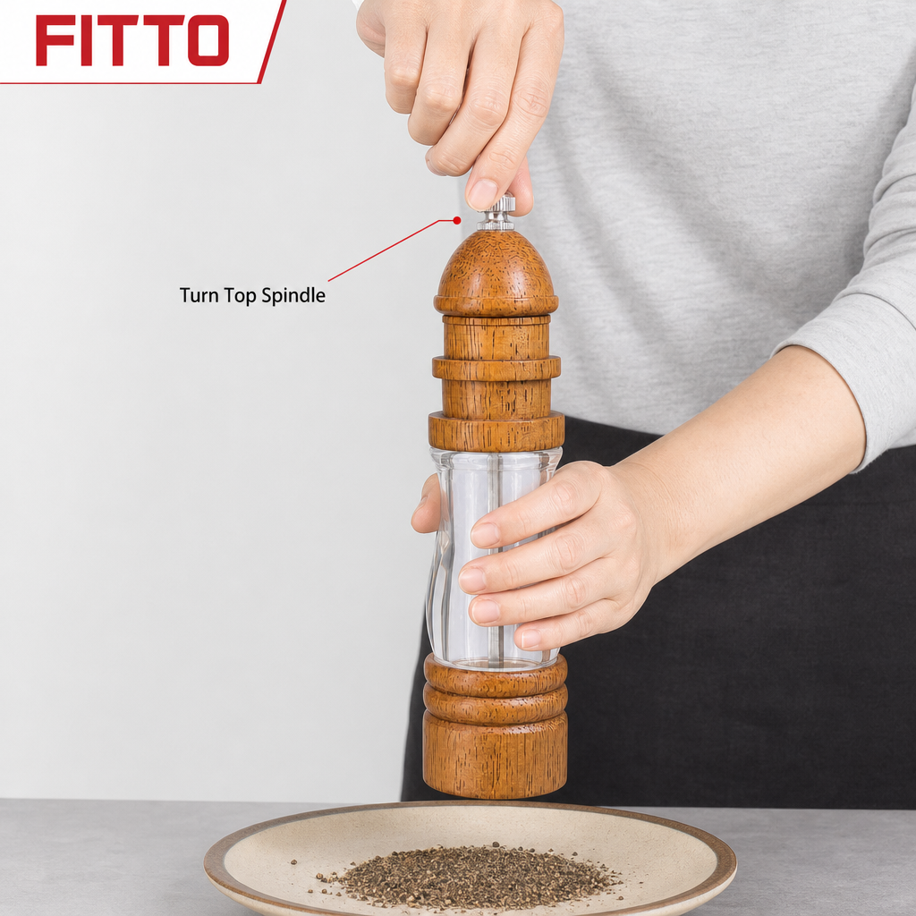 72 Pieces Manual Pepper and Salt Grinder, Wood and Clear Acrylic, 21.5 cm, 1 Piece