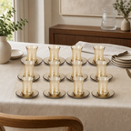 60 Pieces Glass Tea Cup and Saucer Set, Gold Tint, 12 Pieces