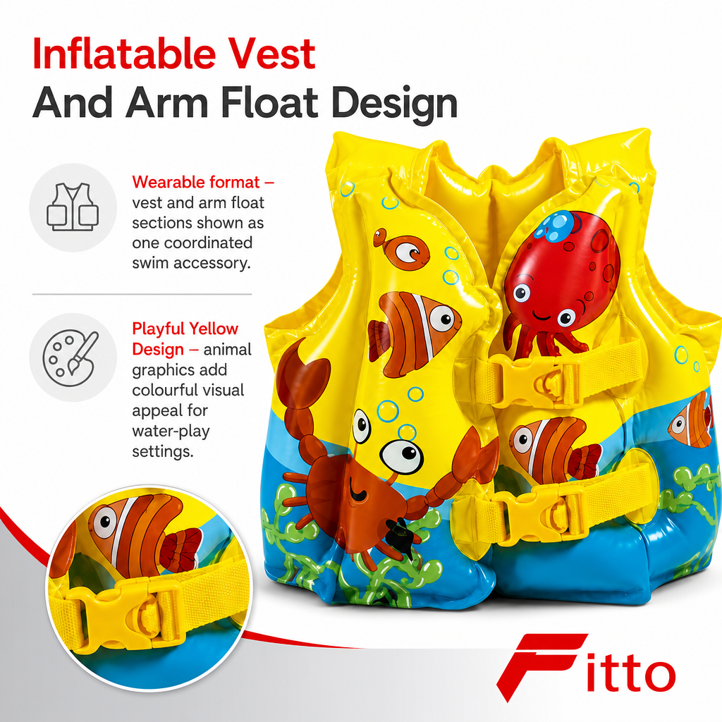 60 Pieces Inflatable Swim Vest with Arm Floats, Yellow Animal Design