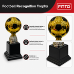 72 Pieces Plastic Football Trophy 18 cm Black and Gold Award Cup for Sports Recognition