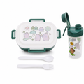 96 Pieces Assorted Colour Rectangular Plastic Lunch Box Set with 500 ml Bottle, Spoon and Fork