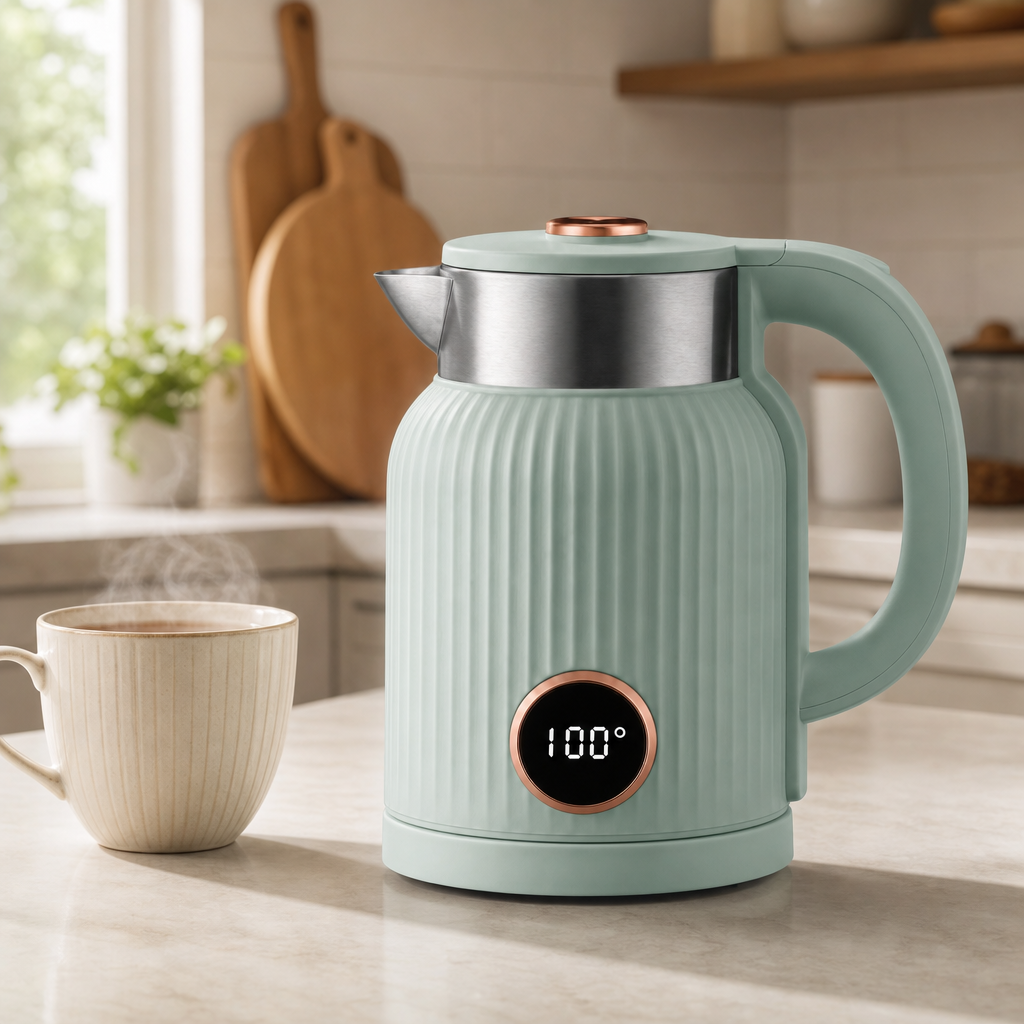 60 Pieces Electric Kettles with Temperature Display, 2 Litre, 1500 W, Teal and White, 1 Unit