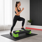 48 Pieces Aerobic Step Platforms for Exercise, 78 x 30 cm, Adjustable 10–20 cm Height, Black and Green