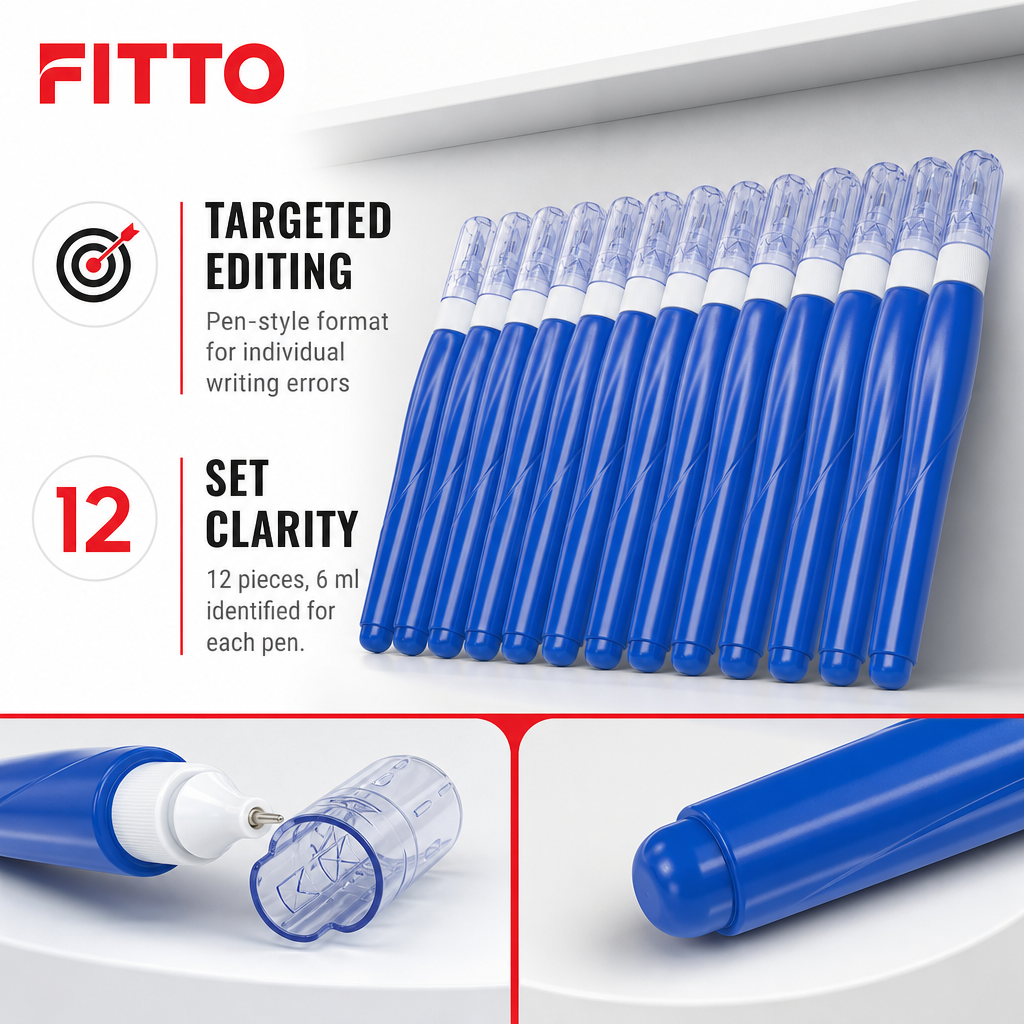 96 Pieces Correction Pens, 6 ml, 12 Pieces, Blue Bodies, Writing Error Cover-Up Supply