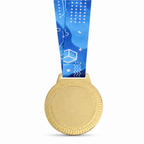 144 Pieces Award Medal with Blue Ribbon, Gold, 10 x 8 cm