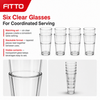 96 Pieces Clear Stackable Drinking Glasses, 6-Piece Set