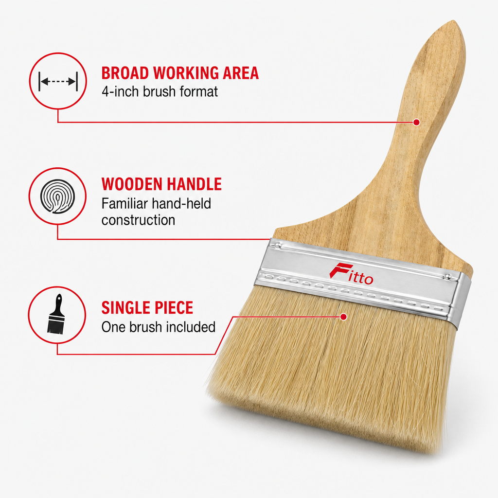 144 Pieces Wooden Handle Paint Brush, 4 in, Single Piece for Art and DIY Painting