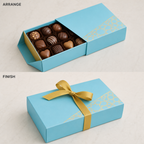 96 Pieces Rectangular Chocolate Box with Ribbon, Blue, 26.5 × 16.5 × 4.8 cm, 1 Piece