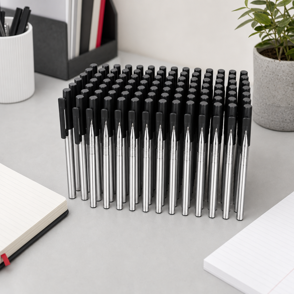 72 Pieces Ball Pens, Black Ink, 50 Pack, Everyday Writing Supplies for Office, Study and Paperwork