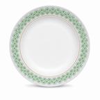 120 Pieces Melamine Dinner Plate, 10 Inch, White with Green and Yellow Pattern, Round Tablewares for Everyday Serving