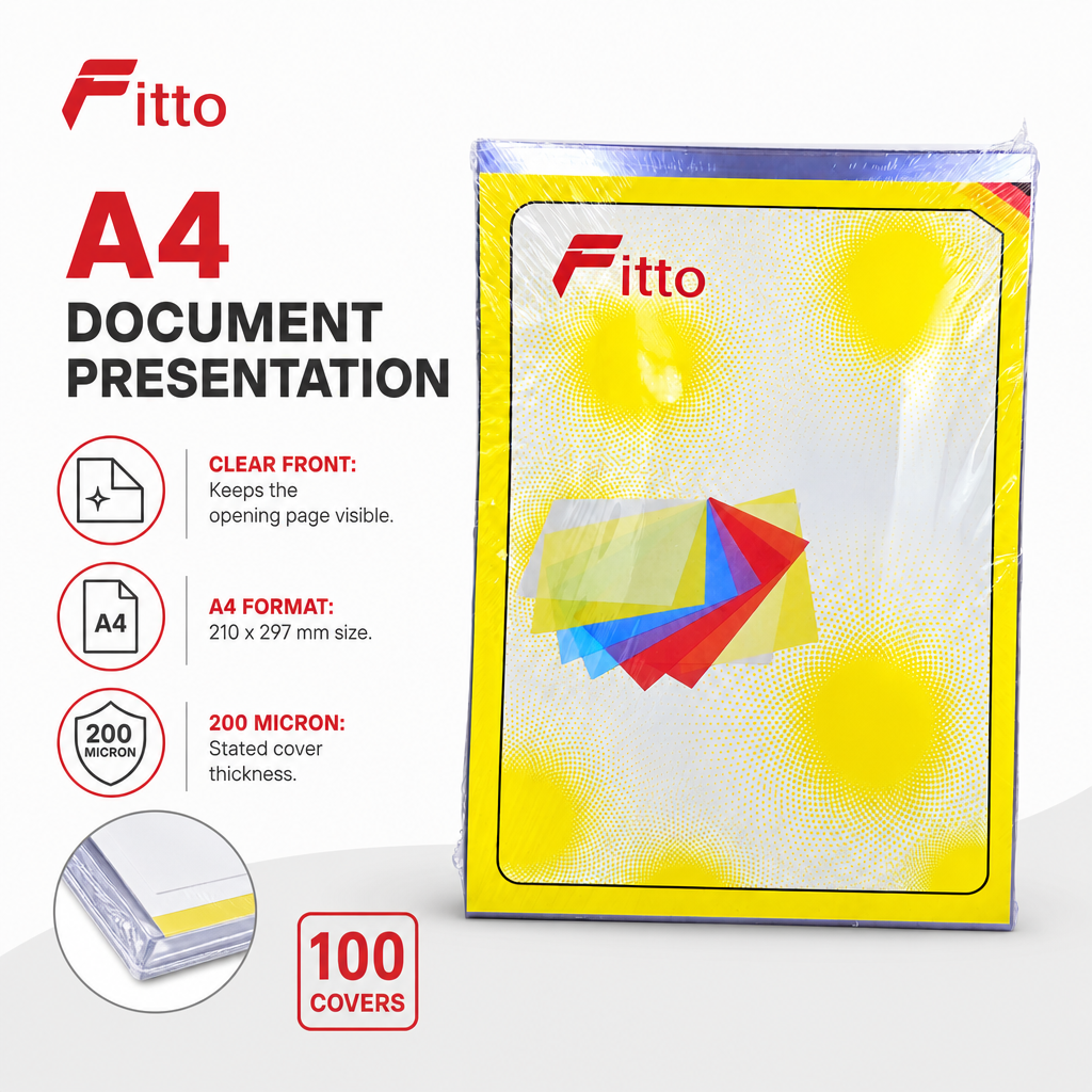 96 Pieces Clear A4 Plastic Binding Covers, 210 x 297 mm, 200 Micron, 100 Sheets