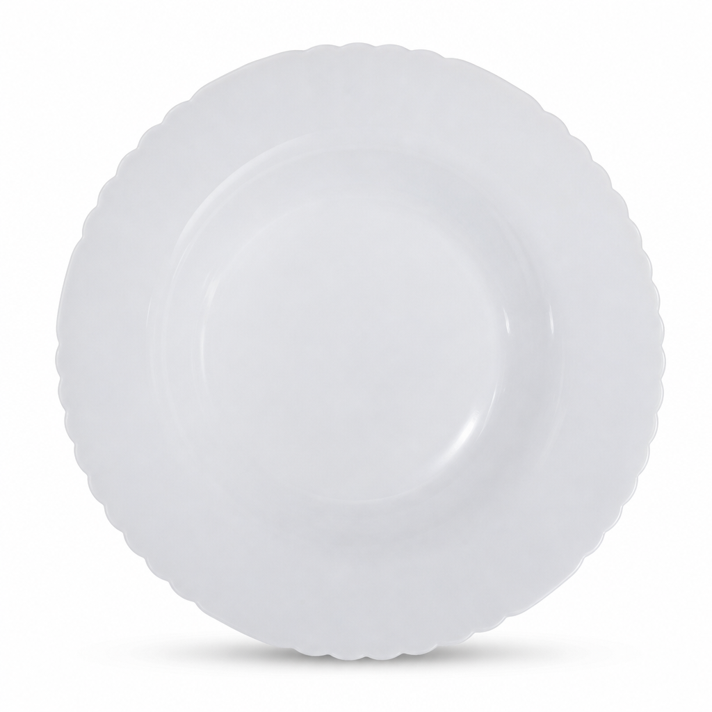 96 Pieces Soup Plate, 9 Inch, White, Round Tablewares With Scalloped Edge