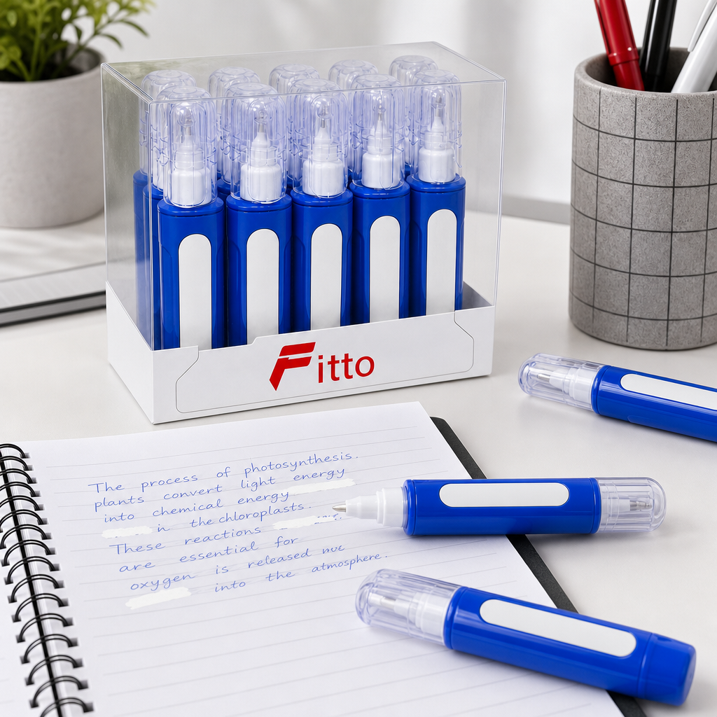 96 Pieces Correction Fluid Pens, Blue and White, 12 ml, 12-Piece Display Box