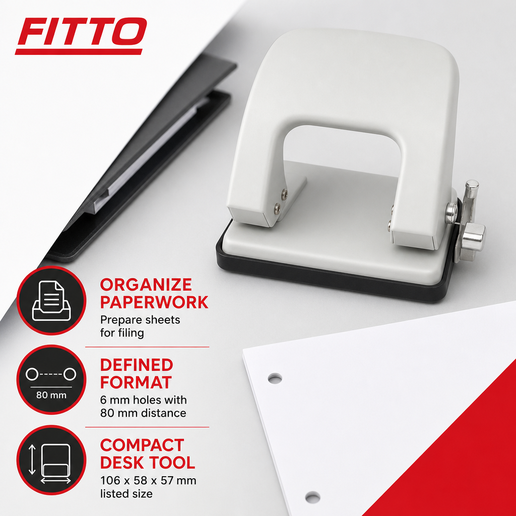 96 Pieces Paper Punches, 6 mm Two-Hole Punch with 80 mm Hole Distance, 20-Sheet Capacity, Assorted Colour, 1 Piece