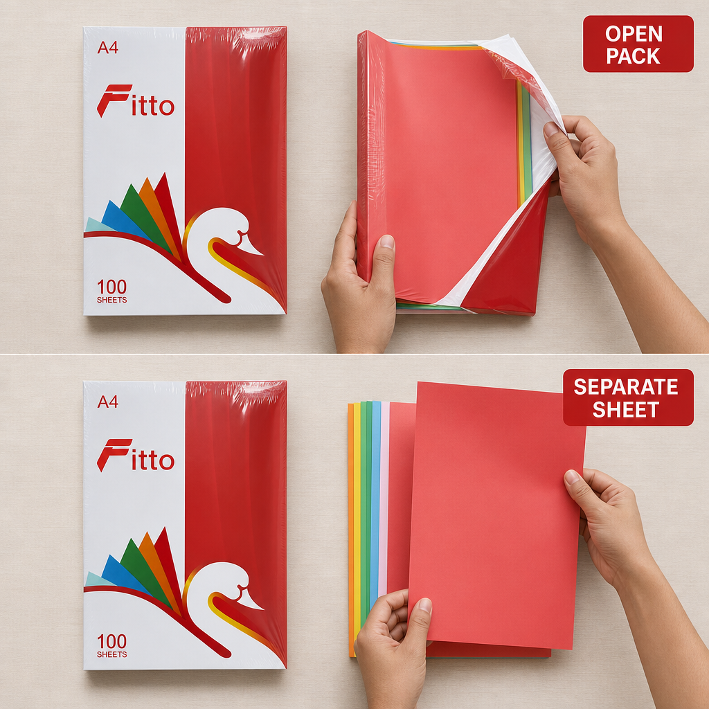 96 Pieces A4 Colored Paper, 80 GSM, Assorted Colours, 21 × 29.7 cm, 100 Sheets
