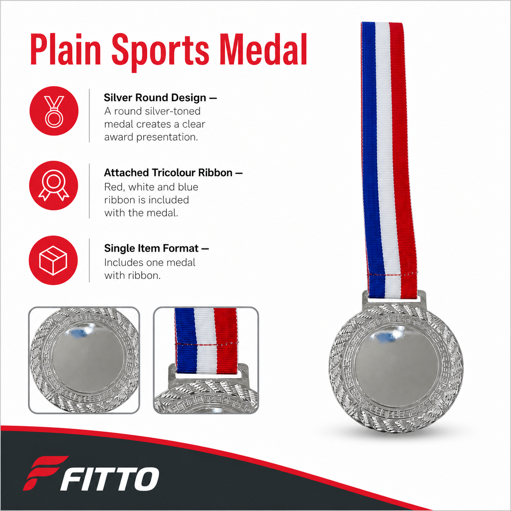 144 Pieces Plain Sports Medal with Red White and Blue Ribbon, Silver, 10 x 8 cm