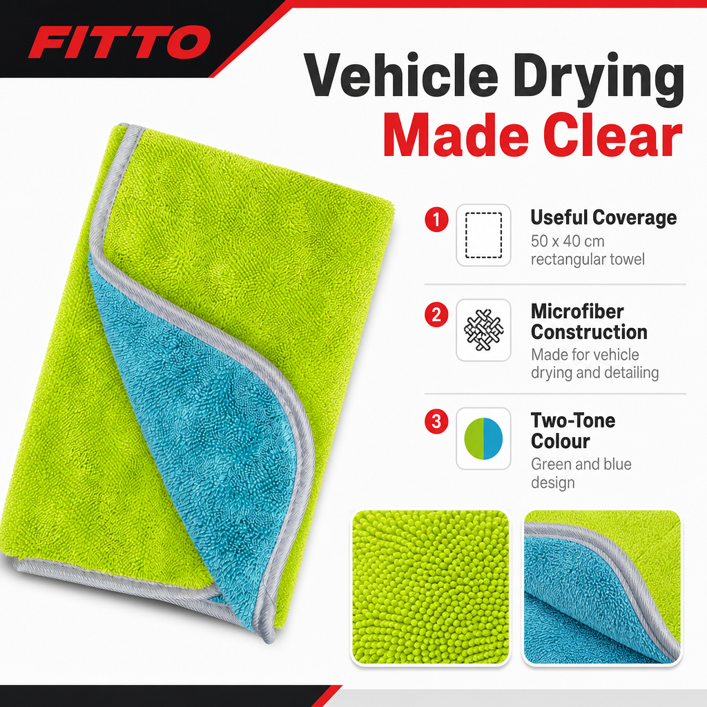 96 Pieces 2-in-1 Microfiber Car Drying Towel, 50 x 40 cm, Green and Blue