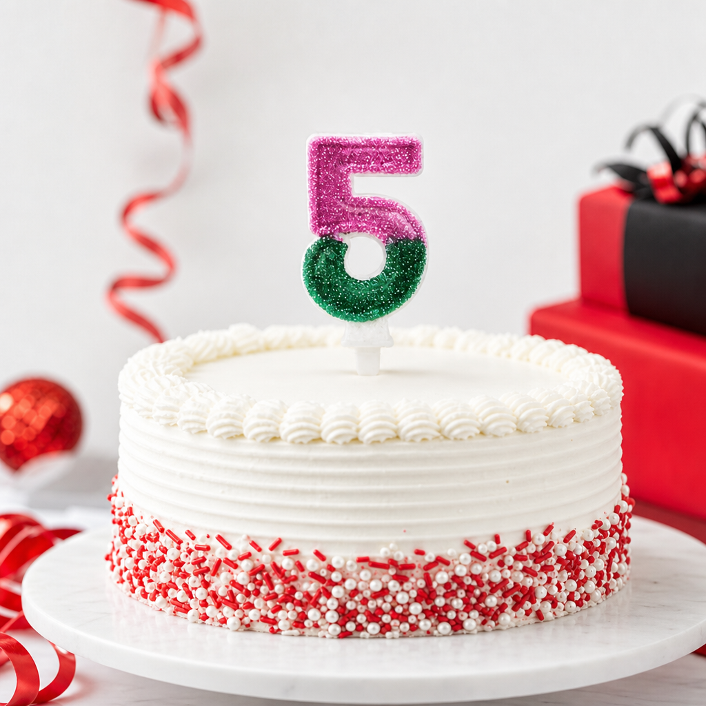 240 Pieces Birthday Cake Candles Number 5, Pink and Green Two-Tone, 2 in