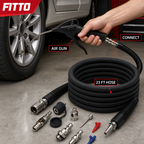 48 Pieces Air Hose Blow-Up Kit, 23 ft High-Heat Hose with Air Gun and Quick-Connect Fittings, 12 Pieces