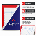 144 Pieces A5 NCR Invoice Books, 14.8 x 21 cm, 50 Duplicate Sets, 1 Piece