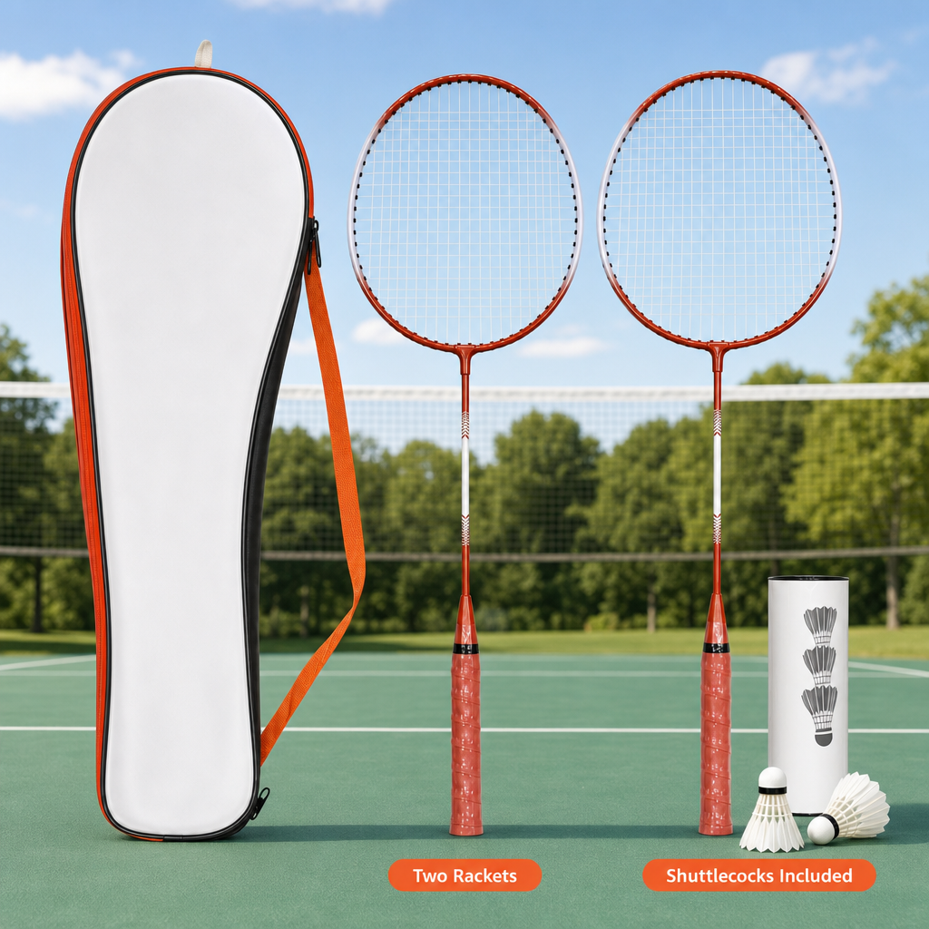 96 Pieces Badminton Racket Set with Shuttlecocks and Carry Bag, Two Rackets for Court and Outdoor Play