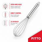 144 Pieces Stainless Steel Balloon Whisk with Metal Handle, 35 cm